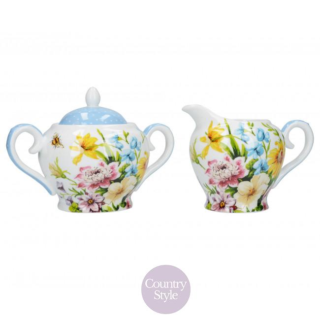 Porcelánová cukřenka a mléčník English Garden-sada 2ks